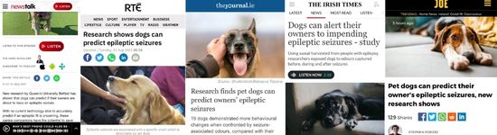 Image of media coverage about dogs predicting seizures